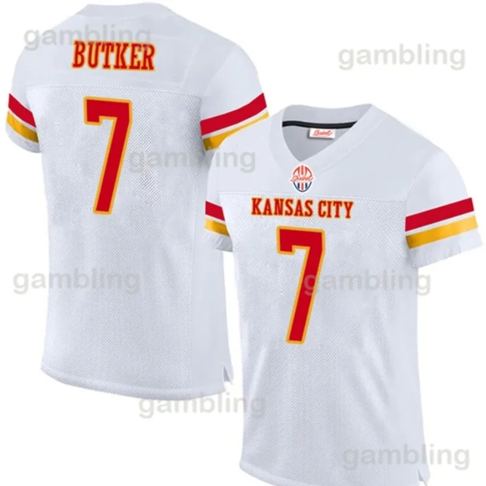 Kansas City White Football Jersey Top - #7 NWOT